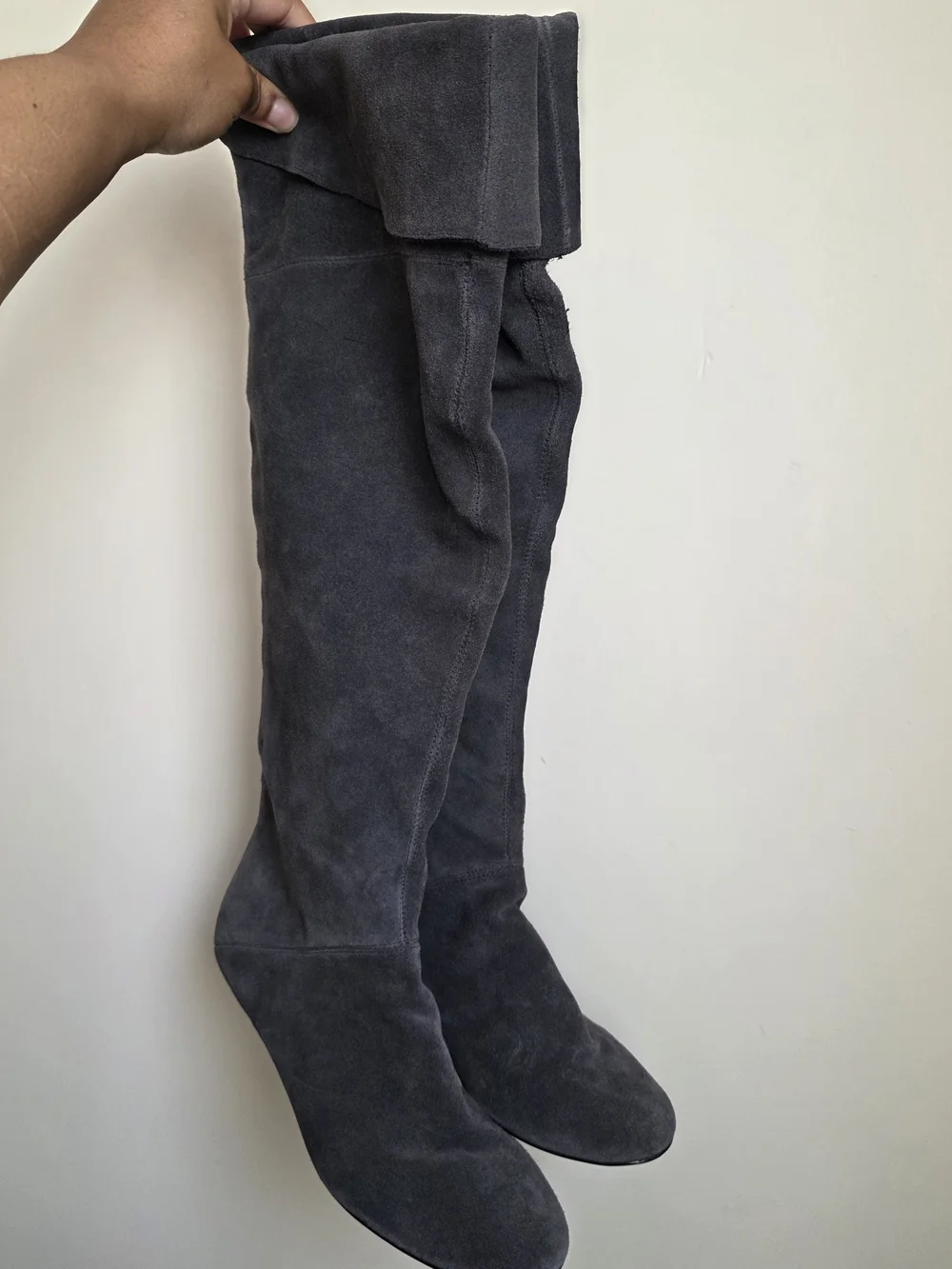 Steven By Steve Madden Gray Suede Knee-High Wedge Boots